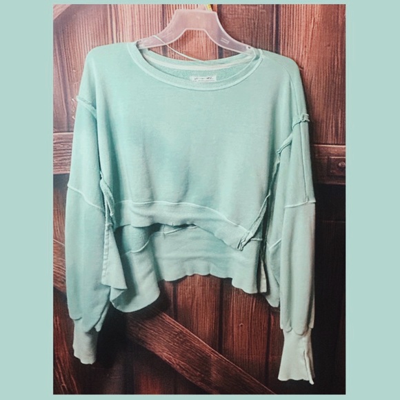 Free People Tops - Free People Light Green Layered Sweatshirt